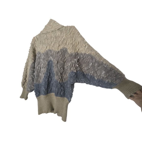 Lady Lilly Vintage cowl neck‎ gray, blue, beige unique women's sweater 38 sz M - Picture 8 of 12